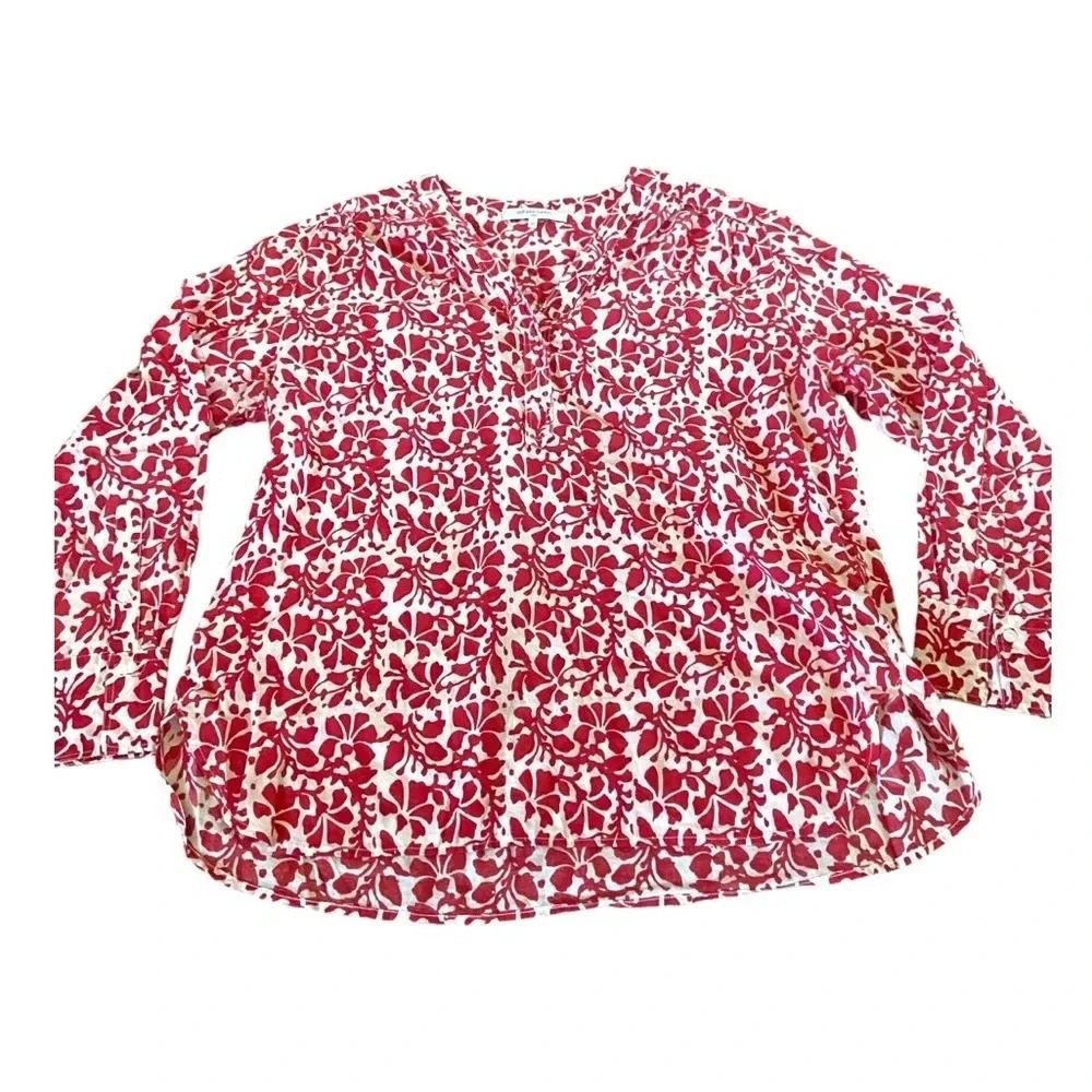 Gerard Darel Cotton Voile Popover Blouse Stamped Floral Sz 42 100% Cotton - Picture 2 of 7